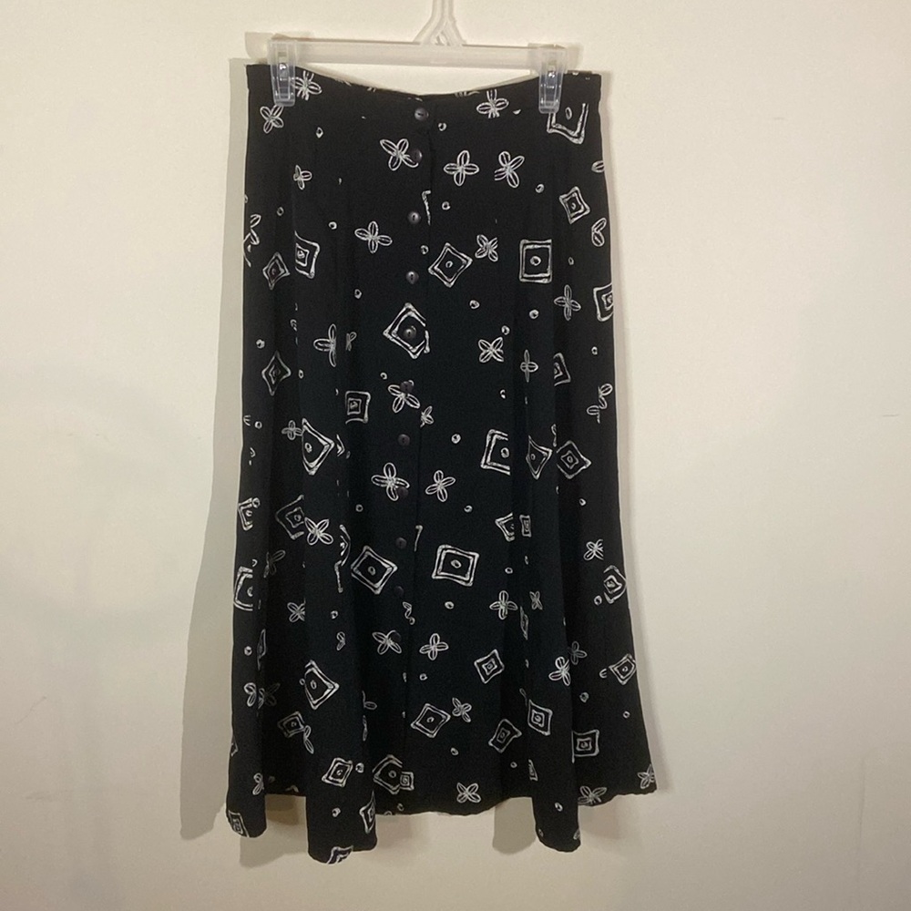 Vintage Nygard Collections Black&White Pattern Midi Skirt Size 6